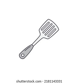 kitchen turner, turning spatula icon in color, isolated on white background 