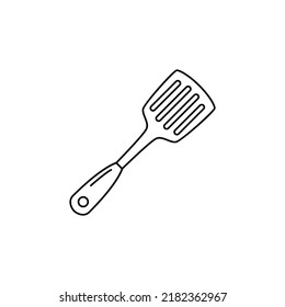 kitchen turner, turning spatula icon in line style icon, isolated on white background