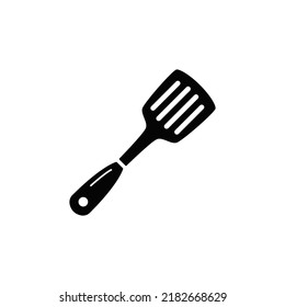 kitchen turner, turning spatula icon in black flat glyph, filled style isolated on white background