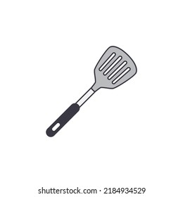 kitchen turner, turning spatula icon in color, isolated on white background 