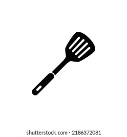 kitchen turner, turning spatula icon in black flat glyph, filled style isolated on white background