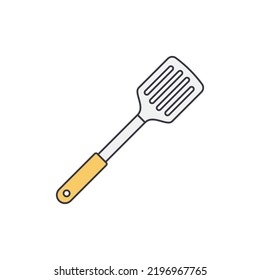 kitchen turner, turning spatula icon in color, isolated on white background 