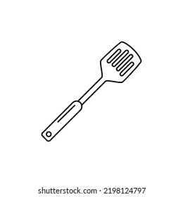 kitchen turner, turning spatula icon in line style icon, isolated on white background