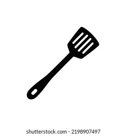 kitchen turner, turning spatula icon in black flat glyph, filled style isolated on white background