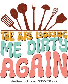 Kitchen Typographic Wavy Design for Printing  on Chef's Apparel. Colorful Sublimation Vectors, Sayings, Quotes for Restaurant Banner, Sticker or Wall Printing.