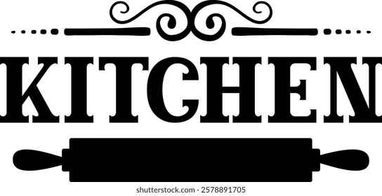 Kitchen typography design on plain white transparent isolated background for card, shirt, hoodie, sweatshirt, apparel, tag, mug, icon, poster or badge