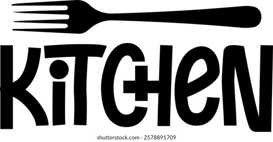 Kitchen typography design on plain white transparent isolated background for card, shirt, hoodie, sweatshirt, apparel, tag, mug, icon, poster or badge