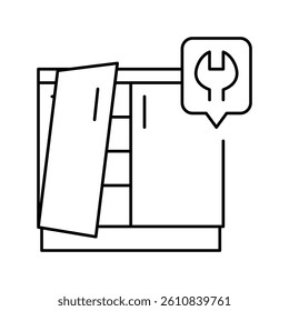 kitchen unit repairs line icon vector. kitchen unit repairs sign. isolated contour symbol black illustration