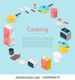 Kitchen utencils vector illustration for posters. Cooking class. Kitchenware, utencils. Kitchen culinary icons. Knives, cutting board, refrigerator, pans and cooker.