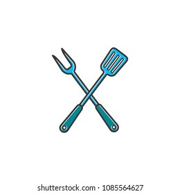 kitchen utensil, BBQ tool vector logo template 