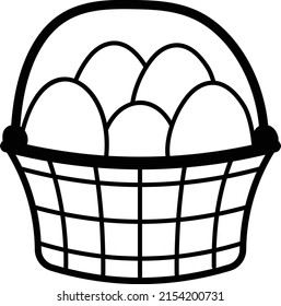 Kitchen Utensil bucket vector icon design, Poultry farming symbol, Meat or Eggs Production Sign, Protein and farmyard equipment stock illustration, Straw Basket filled with Eggs Concept