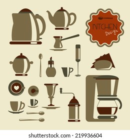 Kitchen utensil collection for coffee and tea