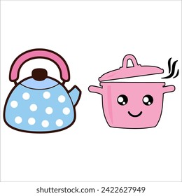 Kitchen utensil Cookware. Vector illustration.