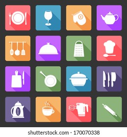 Kitchen utensil flat icons set