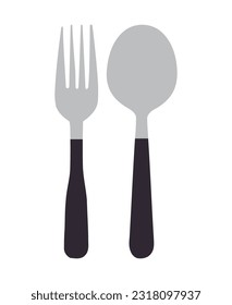 Kitchen utensil fork and spoon icon isolated