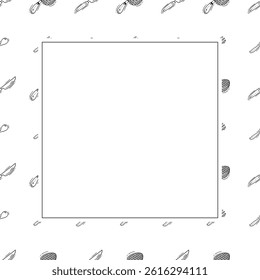 kitchen utensil frame. doodle kitchenware square frame. kitchen background