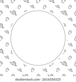 kitchen utensil frame. doodle kitchenware circle frame. kitchen background