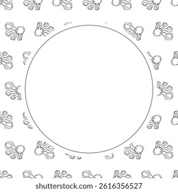 kitchen utensil frame. doodle kitchenware circle frame. kitchen background