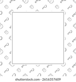 kitchen utensil frame. doodle kitchenware square frame. kitchen background
