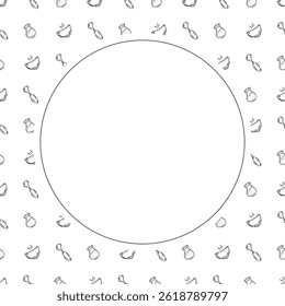 kitchen utensil frame. doodle kitchenware circle frame. kitchen background