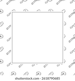 kitchen utensil frame. doodle kitchenware square frame. kitchen background