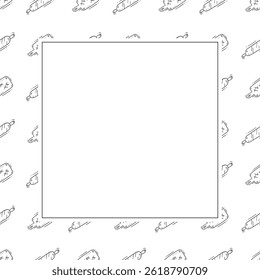 kitchen utensil frame. doodle kitchenware square frame. kitchen background
