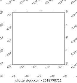 kitchen utensil frame. doodle kitchenware square frame. kitchen background