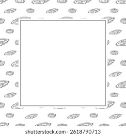 kitchen utensil frame. doodle kitchenware square frame. kitchen background