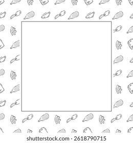 kitchen utensil frame. doodle kitchenware square frame. kitchen background
