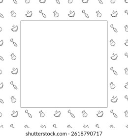 kitchen utensil frame. doodle kitchenware square frame. kitchen background