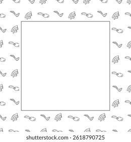 kitchen utensil frame. doodle kitchenware square frame. kitchen background