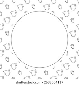 Küchengeräterahmen. Doodle Küchengeschirr Kreisrahmen. Küchenhintergrund