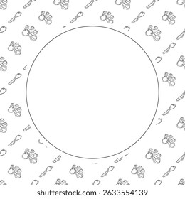 quadro utensílio de cozinha. doodle kitchenware círculo quadro. fundo da cozinha