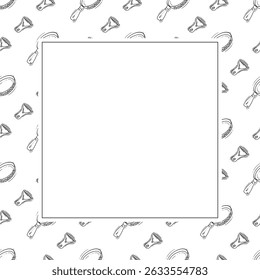 utensílio de cozinha quadro. doodle kitchenware quadrado quadro. fundo da cozinha