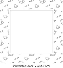 kitchen utensil frame. doodle kitchenware square frame. kitchen background
