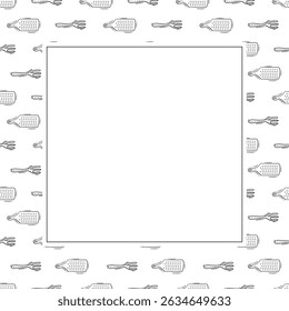 utensílio de cozinha quadro. doodle kitchenware quadrado quadro. fundo da cozinha