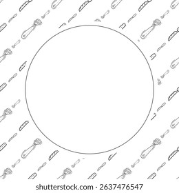 kitchen utensil frame. doodle kitchenware circle frame. kitchen background
