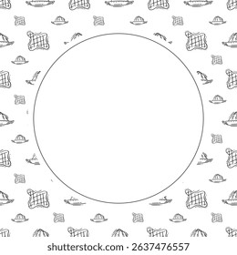 kitchen utensil frame. doodle kitchenware circle frame. kitchen background