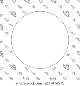 kitchen utensil frame. doodle kitchenware circle frame. kitchen background