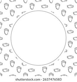 kitchen utensil frame. doodle kitchenware circle frame. kitchen background