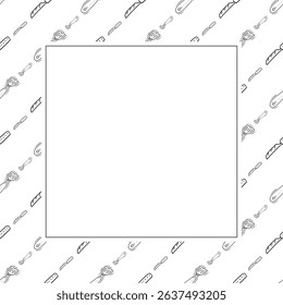 kitchen utensil frame. doodle kitchenware square frame. kitchen background