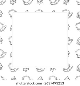 kitchen utensil frame. doodle kitchenware square frame. kitchen background