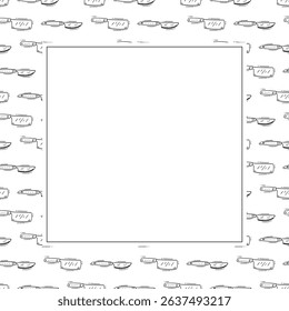 kitchen utensil frame. doodle kitchenware square frame. kitchen background