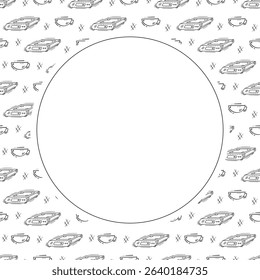 kitchen utensil frame. doodle kitchenware circle frame. kitchen background