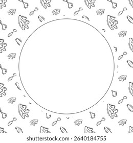 kitchen utensil frame. doodle kitchenware circle frame. kitchen background