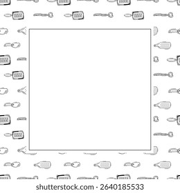 kitchen utensil frame. doodle kitchenware square frame. kitchen background