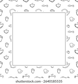 kitchen utensil frame. doodle kitchenware square frame. kitchen background