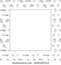 kitchen utensil frame. doodle kitchenware square frame. kitchen background