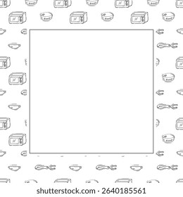 kitchen utensil frame. doodle kitchenware square frame. kitchen background