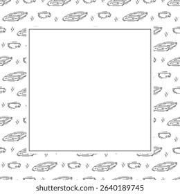 kitchen utensil frame. doodle kitchenware square frame. kitchen background